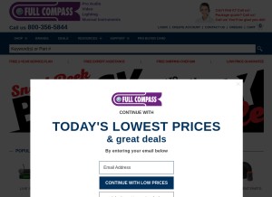 How fullcompass.com looks like on a tablet such as an iPad.