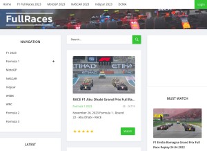 How fullraces.com looks like on a tablet such as an iPad.