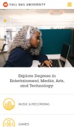 How fullsail.edu looks like on a mobile device such as an iPhone.