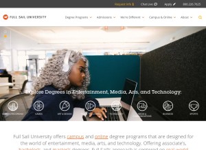 How fullsail.edu looks like on a tablet such as an iPad.