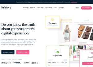 How fullstory.com looks like on a tablet such as an iPad.