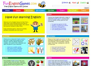 How funenglishgames.com looks like on a tablet such as an iPad.