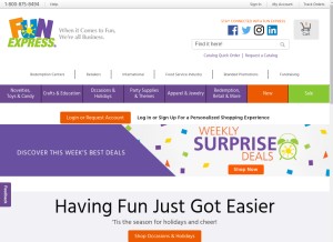 How funexpress.com looks like on a tablet such as an iPad.