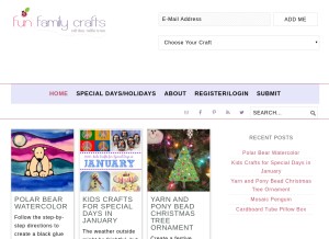 How funfamilycrafts.com looks like on a tablet such as an iPad.