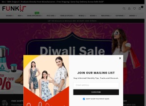 How funku.in looks like on a tablet such as an iPad.