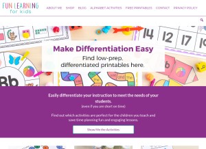 How funlearningforkids.com looks like on a tablet such as an iPad.