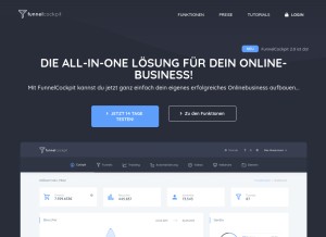 How funnelcockpit.com looks like on a tablet such as an iPad.