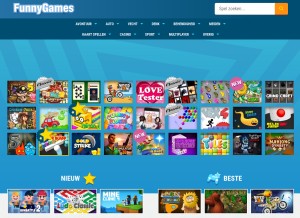 How funnygames.nl looks like on a tablet such as an iPad.