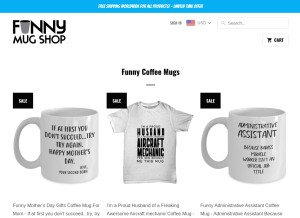 How funnymugshop.com looks like on a tablet such as an iPad.