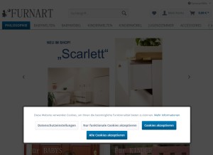 How furnart.de looks like on a tablet such as an iPad.