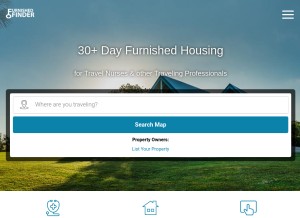 How furnishedfinder.com looks like on a tablet such as an iPad.