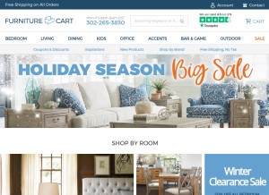 How furniturecart.com looks like on a tablet such as an iPad.