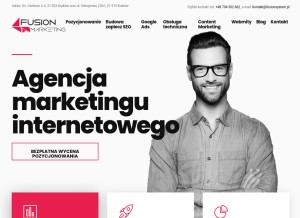 How fusionmarketing.pl looks like on a tablet such as an iPad.
