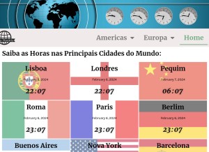 How fusohorario.com looks like on a tablet such as an iPad.