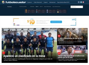 How futbolecuador.com looks like on a tablet such as an iPad.