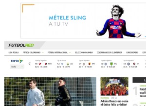 How futbolred.com looks like on a tablet such as an iPad.