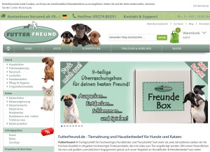 How futterfreund.de looks like on a tablet such as an iPad.