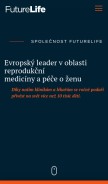 How futurelife.cz looks like on a mobile device such as an iPhone.