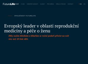 How futurelife.cz looks like on a tablet such as an iPad.