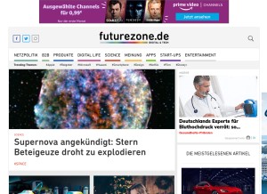 How futurezone.de looks like on a tablet such as an iPad.