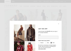 How fwrd.com looks like on a tablet such as an iPad.