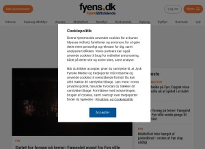 How fyens.dk looks like on a tablet such as an iPad.
