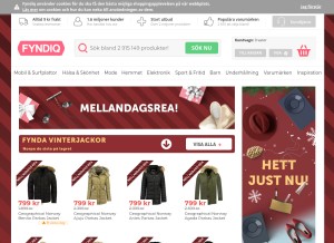 How fyndiq.se looks like on a tablet such as an iPad.