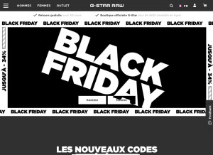 How g-star.com looks like on a tablet such as an iPad.