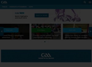How gaa.ie looks like on a tablet such as an iPad.