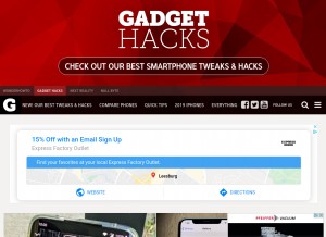 How gadgethacks.com looks like on a tablet such as an iPad.
