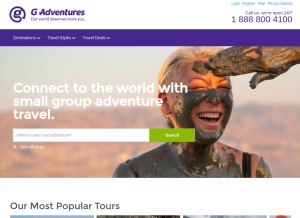 How gadventures.com looks like on a tablet such as an iPad.
