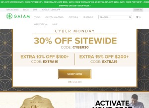 How gaiam.com looks like on a tablet such as an iPad.