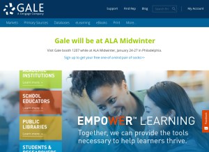 How gale.com looks like on a tablet such as an iPad.