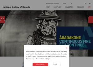 How gallery.ca looks like on a tablet such as an iPad.