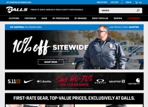 How galls.com looks like on a tablet such as an iPad.