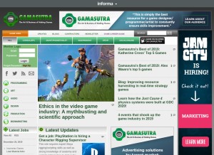 How gamasutra.com looks like on a tablet such as an iPad.