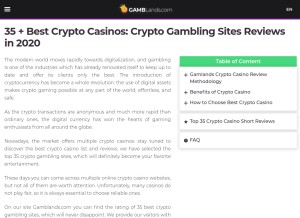 How gamblands.com looks like on a tablet such as an iPad.