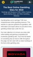 How gamblingsites.com looks like on a mobile device such as an iPhone.