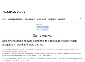 How gameanswer.net looks like on a tablet such as an iPad.