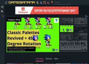 How gamebanana.com looks like on a tablet such as an iPad.