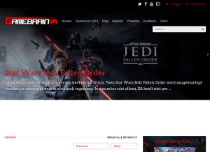 How gamebrain.be looks like on a tablet such as an iPad.