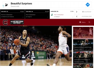 How gamecocksonline.com looks like on a tablet such as an iPad.