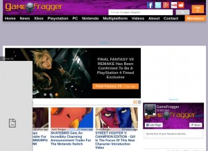 How gamefragger.com looks like on a tablet such as an iPad.