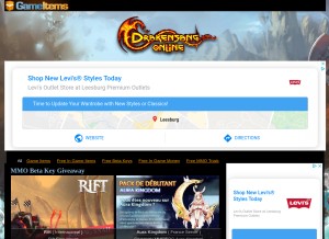How gameitems.com looks like on a tablet such as an iPad.