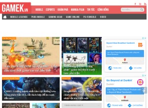 How gamek.vn looks like on a tablet such as an iPad.