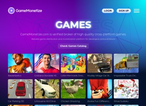 How gamemonetize.com looks like on a tablet such as an iPad.