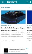 How gamepro.de looks like on a mobile device such as an iPhone.