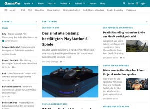 How gamepro.de looks like on a tablet such as an iPad.