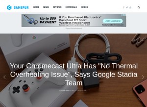 How gamepur.com looks like on a tablet such as an iPad.