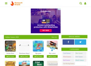 How games4html5.com looks like on a tablet such as an iPad.